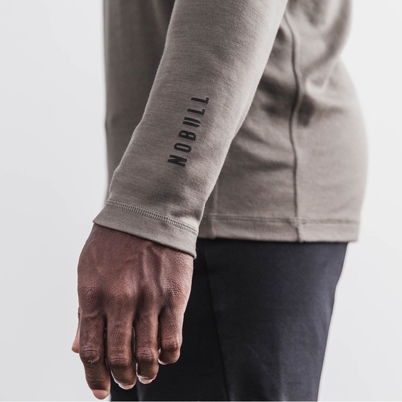 NOBULL Men's Blended Merino Wool Mock Neck Long Sleeve Shirt Fallen Rock XL NWT - Picture 3 of 11